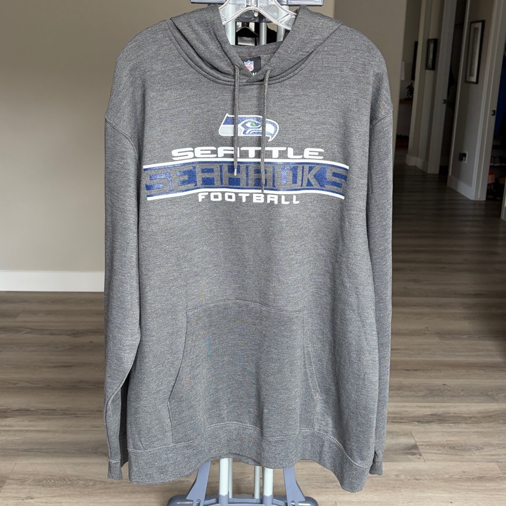 SEATTLE SEAHAWKS Men's XL NFL Gray/Blue Touchdown Pullover Hoodie